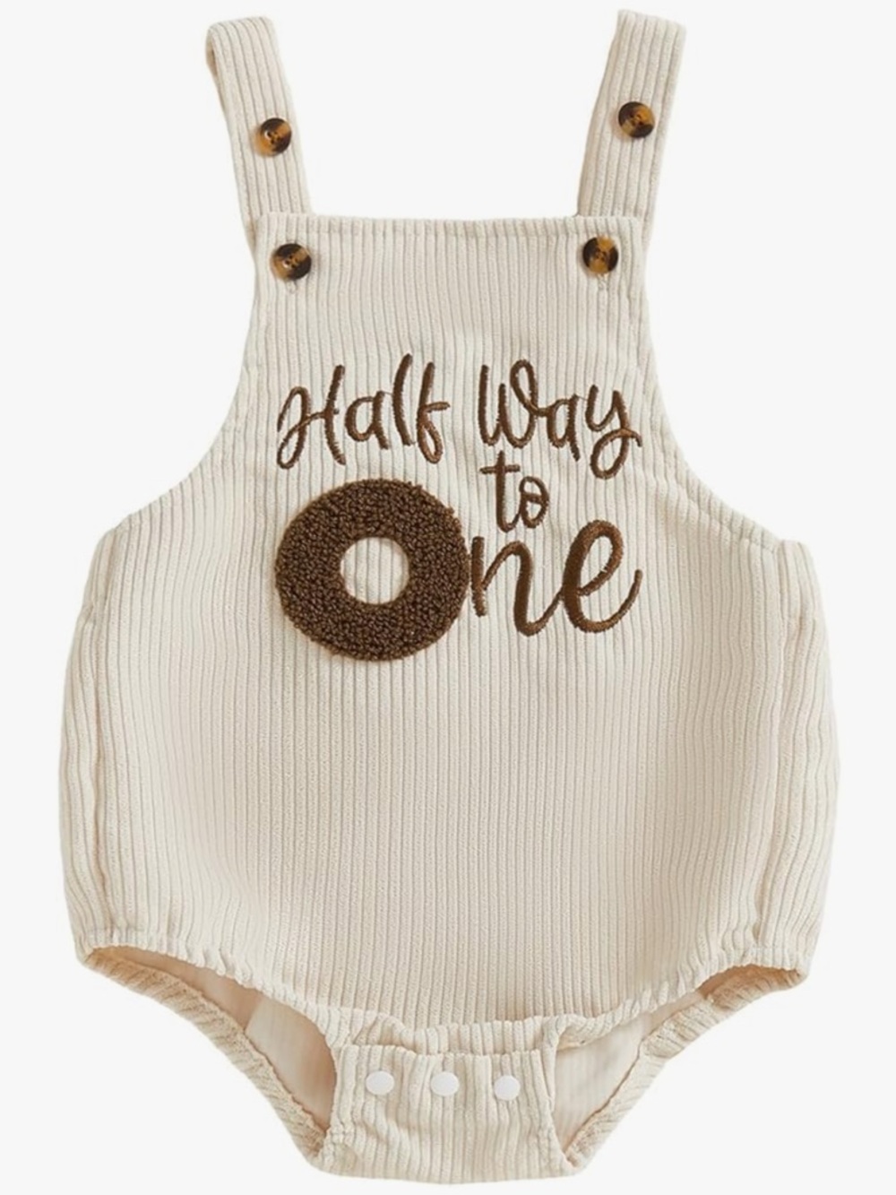 Baby 1/2 Birthday Outfit Sleeveless Corduroy Overalls